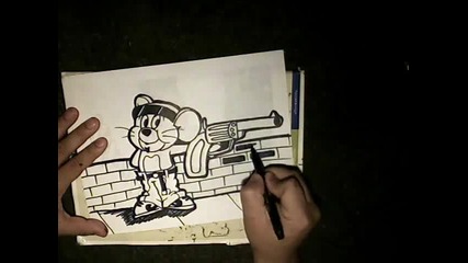 Drawing (jerry) as cholo character with a gun - Oldies Song - (me and You)