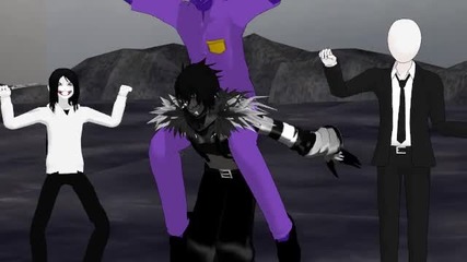 (mmd+ Creepypasta-fnaf) La Bomba- Jeff, Slendy, L.j and Purple Guy