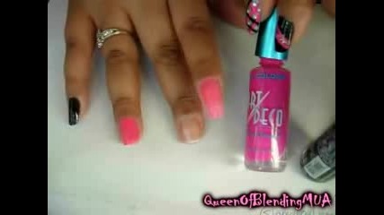 Various Pink & Black Nail Designs