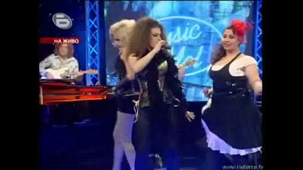 Деница, Нора, Пламена и Фънки - Мулен руж - Music Idol 2 - 17.03.2008г. (супер качество)