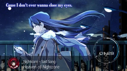 [nightcore] Sad Song (lyrics)