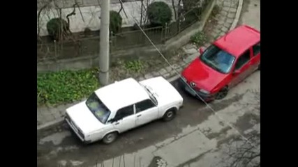 Черна котка на бяла Лада