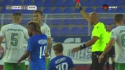 Айвън Ангелов получи червен картон след грубо влизане срещу футболист на Янтра