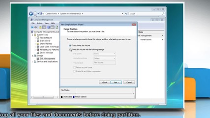 How to create and format a partition on a Windows® Vista-based Pc?