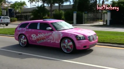 Pink Bubblicious Dodge Magnum on 24 Dub Felon Floaters ryding by - 1080p