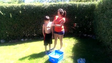 Mom and son ice bucket challenge