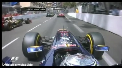 F1 Гран при на Монако 2012 - старта на състезанието от болида на Vettel [hd][fom][onboard]