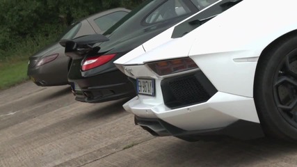 Drag Lamborghini Aventador vs 911 Gt2 Rs vs Mercedes Sls