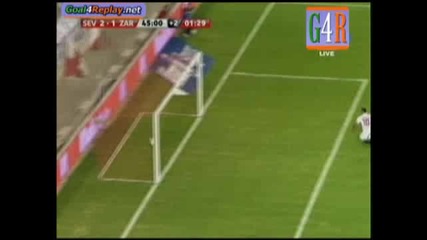 Luis Fabiano Goal Sevilla - Real Zaragoza 2 - 1 (4 - 1 12/09/2009)