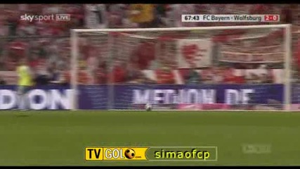 Bayern Munich - Wolfsburg 2 - 0 Goal na Arjen Robben