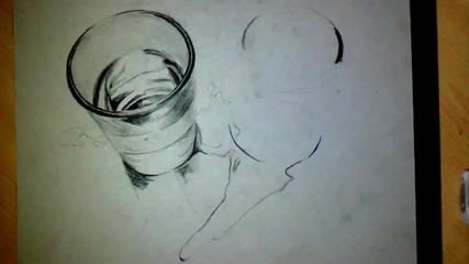 Реалистична 3 D рисунка на чаши пълни с вода