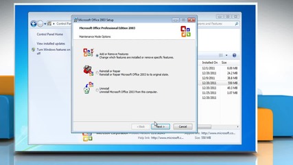 Microsoft® Outlook 2003: How to uninstall Microsoft® Outlook 2003 from Windows® 7?
