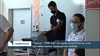 "Тренд": ГЕРБ-СДС са първа политическа сила при евентуални предсрочни избори