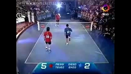Messi & Tevez Vs Maradona & Enzo Football Tennis