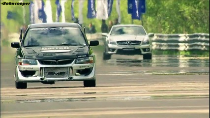 1000коня Mitsubishi Evo Ams vs Mercedes Sl63 Amg