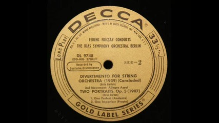 Bela Bartok Ferenc Fricsay, 1956 Divertimento For String Orchestra - Rias Symphony Orchestra