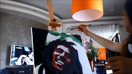 Надя рисува Bob Marley поп арт портрет