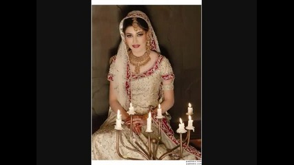 indian pakistani wedding dress, jewelry and make up. 