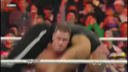 John Cena's Attitude Adjustment on The Rock in Raw