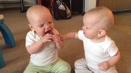 Близнаци се карат за биберона!