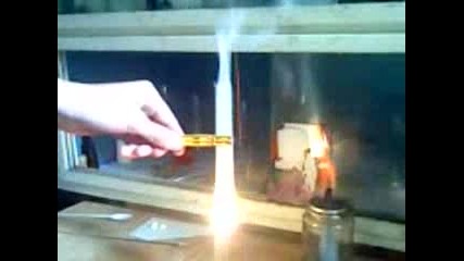 химични опити - - - - горене на сяра в стопилка от Kno3 
