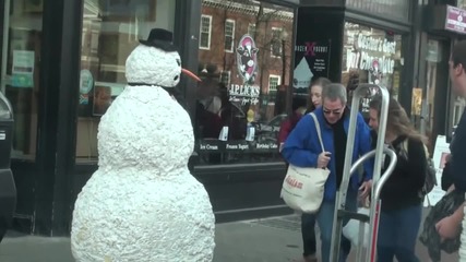 Funny Scary Snowman Prank Boston