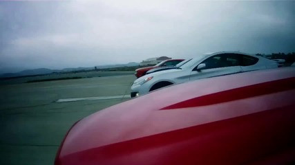 Drag race Hyundai Genesis Coupe vs Chervolet Camaro vs Dodge Challenger vs Ford Mustang