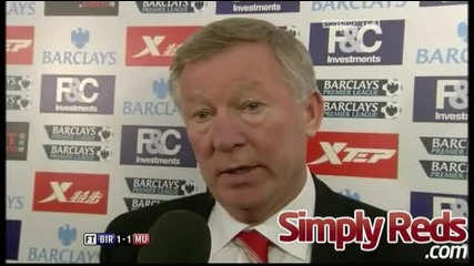 Сър Алекс бесен за изравнителния гол, хвали Бербатов Birmingham 1 - 1 Manchester United 