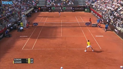 Nicolas Almagro Hits a Hot Shot Against Novak Djokovic - Rome 2015
