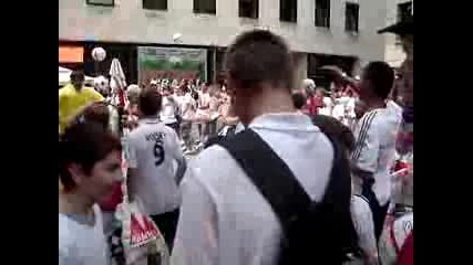 England Fans Singing 10 German Bombers In The Air - Cologne.flv