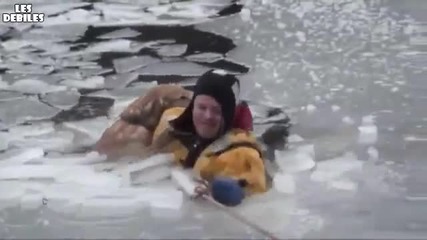Хора спасяват куче от удавяне !