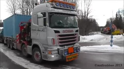 Convoy Of Trucks Leaving A Quarry (wide Loads)