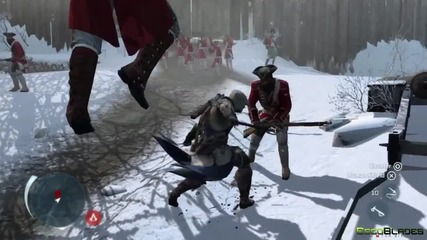 Connor goes all Mortal Kombat on some Redcoats!