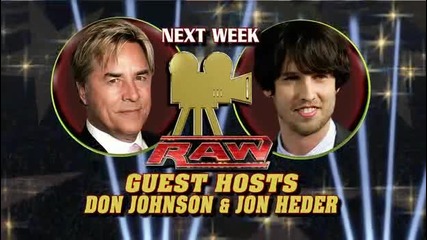 Wwe Raw Next Week Guest Host Don Johnson & Jon Heder 