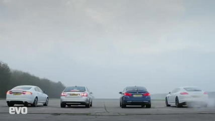 Drag race-bmw M5 vs. Porsche Panamera S vs. Mercedes E63 Amg vs. Jaguar Xfr