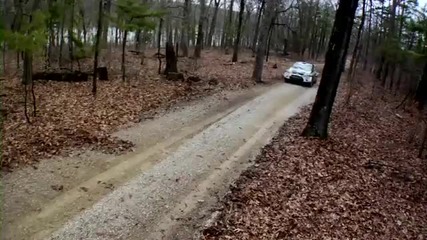 Ken Block tests for 5th win at the 2010 100 Acre Wood Rally in the Monster Energy Ford Fiesta 