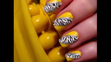 Yellow Zebra Nail Art