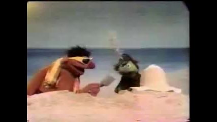 Classic Sesame Street - Ernie buries Bert at the beach 