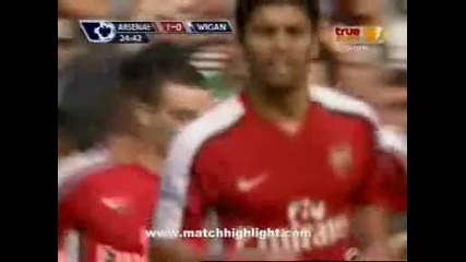 Арсенал - Уигън 4:0 Първи гол на Вермаелен