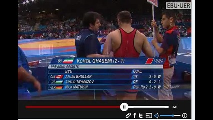 2012 Olympic Games- Freestyle Wrestling, Repechage 120 kg. K Ghasemi (iri) vs T. Dlagnev (usa)