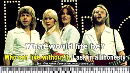 Abba "thank For The Music" Karaoke songs with lyrics on the screen.