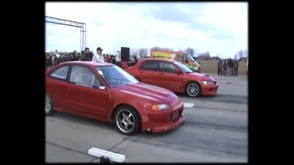 Honda Civic Turbo Vs. Mitsubishi Lancer Evo Ix Drag Race 