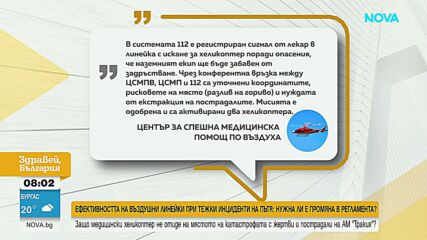 Ефективността на въздушни линейки при тежки инциденти на пътя: Нужна ли е промяна в регламента?