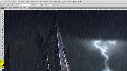 Photoshop - Реалистична светкавица от гръмотевична буря