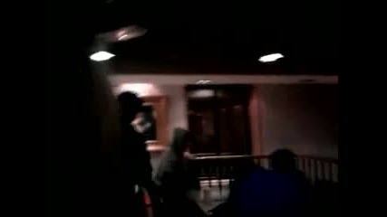 Justin Bieber eating with fans at Paris in a French Mcdonald s 