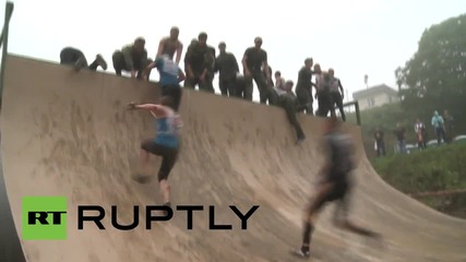 Russia: See hard-core participants tackle army-standard course at Race of Heroes