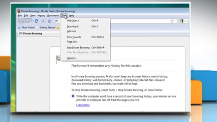 How to turn off Private Browsing in Mozilla® Firefox on a Windows® Vista-based Pc?
