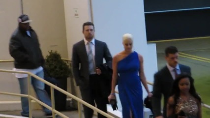 Wwe Superstars Kaitlyn , Cody Rhodes , Maryse & The Miz leave the westin Hotel in New Jersey 2013