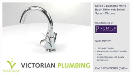 Series 2 Economy Mono Basin Mixer with Swivel Spout - Chrome - Fj317