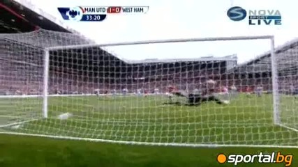 гол на Бербатов, Ман Юнайтед - Уест Хам 3:0 